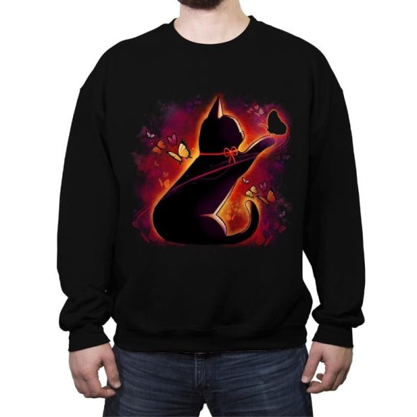 Cat Butterflies - Crew Neck Sweatshirt Crew Neck Sweatshirt RIPT Apparel Small / Black