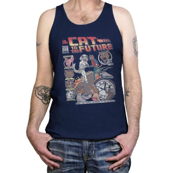 Cat to the Future - Tanktop Tanktop RIPT Apparel X-Small / Navy