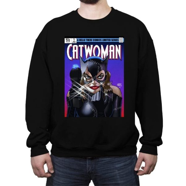 Cat Woman - Crew Neck Sweatshirt Crew Neck Sweatshirt RIPT Apparel Small / Black