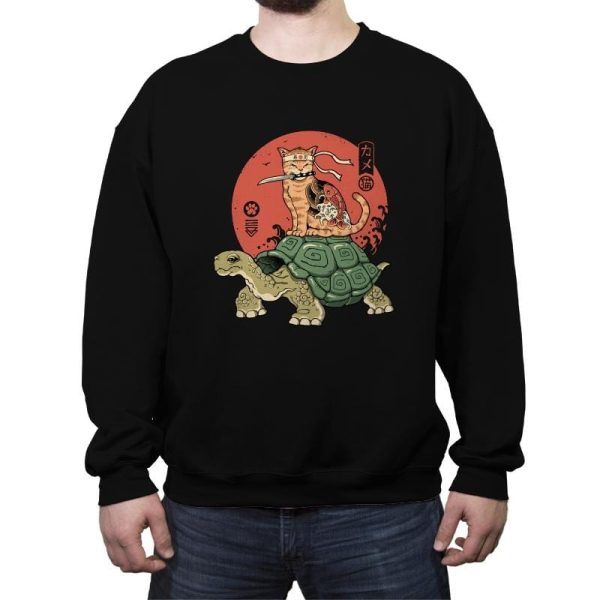 Catana on Turtle - Crew Neck Sweatshirt Crew Neck Sweatshirt RIPT Apparel Small / Black