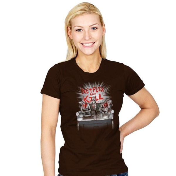 'Flix and Kill Exclusive - Womens T-Shirts RIPT Apparel Small / Brown
