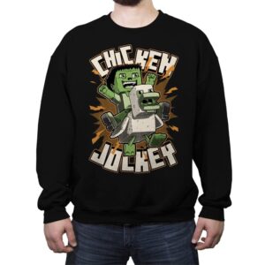 Chicken Kid Cube Game - Green - Crew Neck Sweatshirt Crew Neck Sweatshirt RIPT Apparel Small / Black
