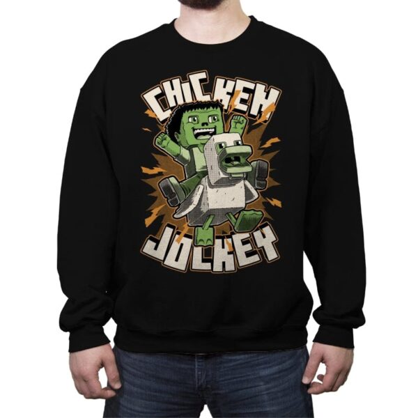 Chicken Kid Cube Game - Green - Crew Neck Sweatshirt Crew Neck Sweatshirt RIPT Apparel Small / Black