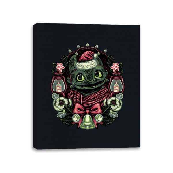 Christmas Dragon - Canvas Wraps Canvas Wraps RIPT Apparel 11x14 / Black