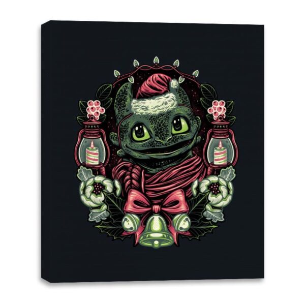 Christmas Dragon - Canvas Wraps Canvas Wraps RIPT Apparel 16x20 / Black