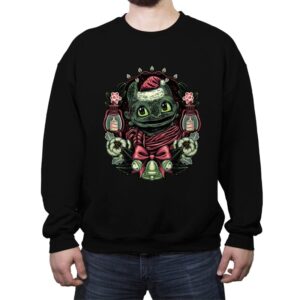 Christmas Dragon - Crew Neck Sweatshirt Crew Neck Sweatshirt RIPT Apparel Small / Black