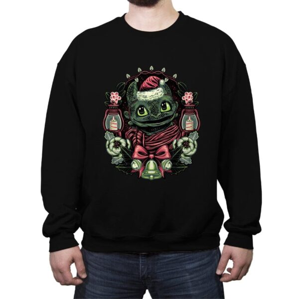 Christmas Dragon - Crew Neck Sweatshirt Crew Neck Sweatshirt RIPT Apparel Small / Black