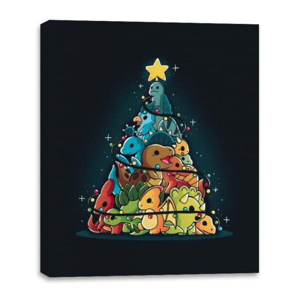 Christmas Tree Dinosaurs - Canvas Wraps Canvas Wraps RIPT Apparel 16x20 / Black