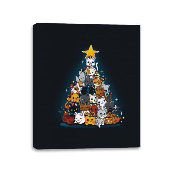 Christmas Tree Kittens - Canvas Wraps Canvas Wraps RIPT Apparel 11x14 / Black