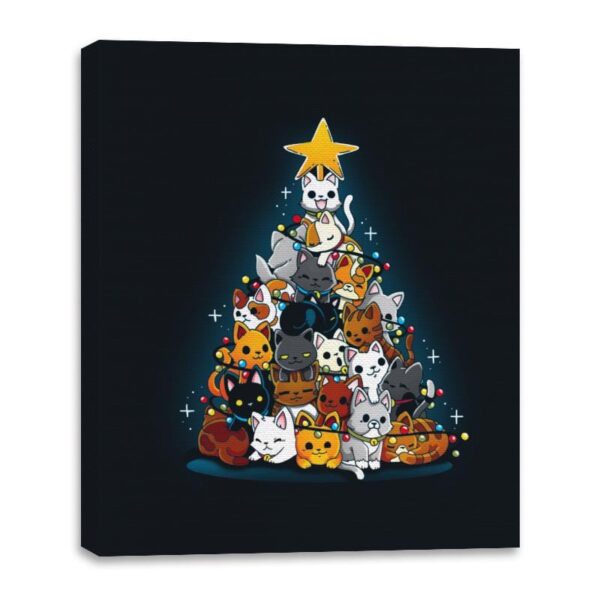 Christmas Tree Kittens - Canvas Wraps Canvas Wraps RIPT Apparel 16x20 / Black