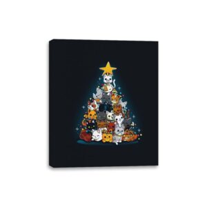 Christmas Tree Kittens - Canvas Wraps Canvas Wraps RIPT Apparel 8x10 / Black