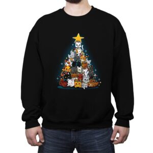 Christmas Tree Kittens - Crew Neck Sweatshirt Crew Neck Sweatshirt RIPT Apparel Small / Black