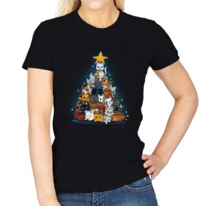 Christmas Tree Kittens - Womens T-Shirts RIPT Apparel Small / Black
