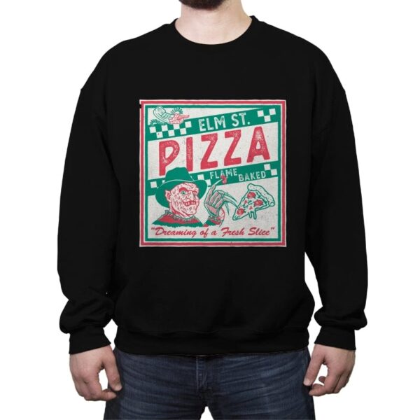 Elm St Pizza - Crew Neck Sweatshirt Crew Neck Sweatshirt RIPT Apparel Small / Black