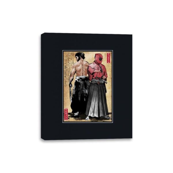 Mutant Samurai and Red Ronin woodblock - Canvas Wraps Canvas Wraps RIPT Apparel 8x10 / Black