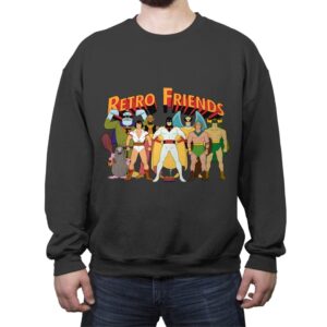 Retro Friends - Crew Neck Sweatshirt Crew Neck Sweatshirt RIPT Apparel Small / Charcoal