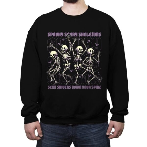 Spooky Skeletons Dance - Scary Halloween Music - Crew Neck Sweatshirt Crew Neck Sweatshirt RIPT Apparel Small / Black