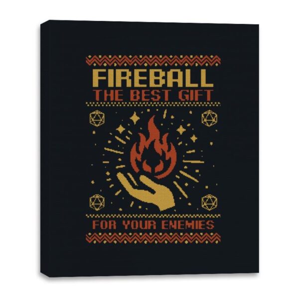 Ugly Sweater RPG Fireball - Canvas Wraps Canvas Wraps RIPT Apparel 16x20 / Black