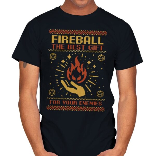 Ugly Sweater RPG Fireball - Mens T-Shirts RIPT Apparel Small / Black