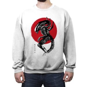 Xenomorph Sumi-e - Crew Neck Sweatshirt Crew Neck Sweatshirt RIPT Apparel Small / White