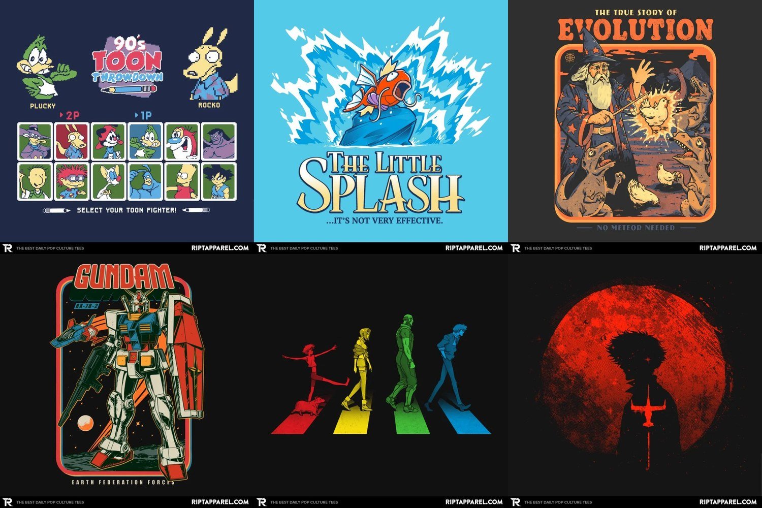 Anime Graphic Tees 1 Collage of anime graphic tee designs from RIPT Apparel