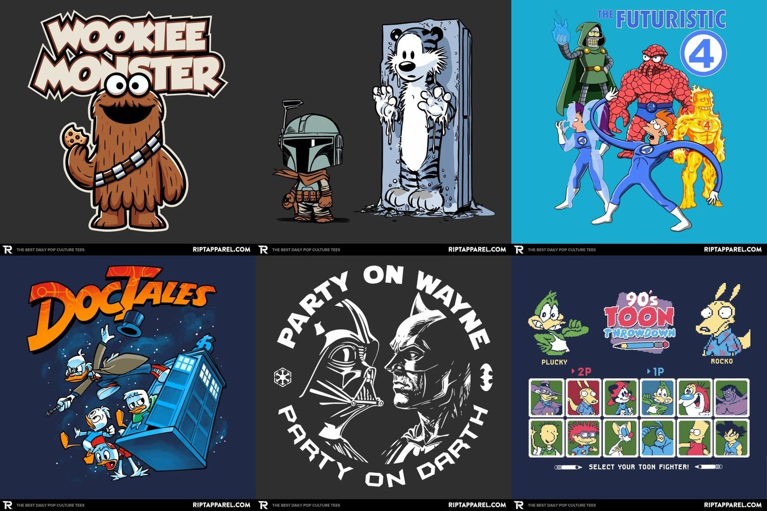 Collage of disney graphic tee designs from RIPT Apparel