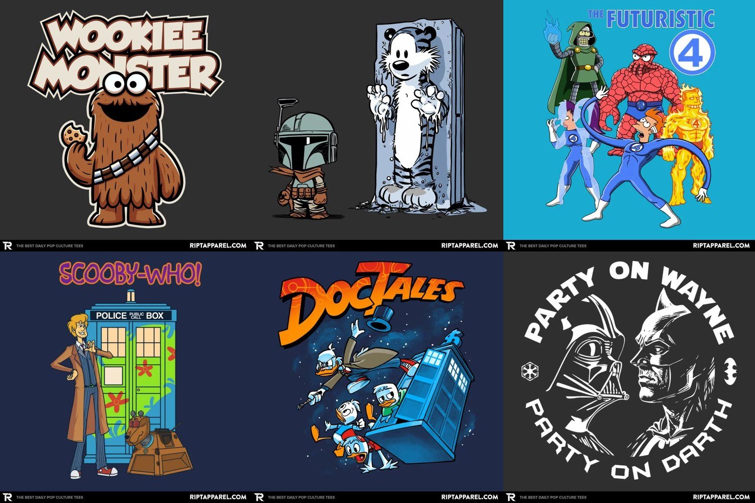 Sci-Fi Graphic Tees 1 Collage of sci fi graphic tee designs from RIPT Apparel